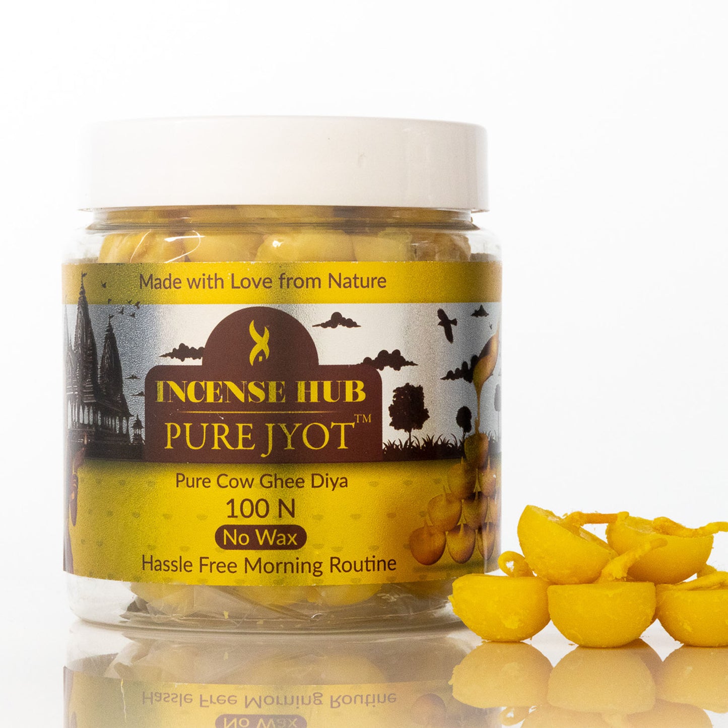PureJyot Pure Cow Ghee Diya, No Wax, 100 Pcs for daily use