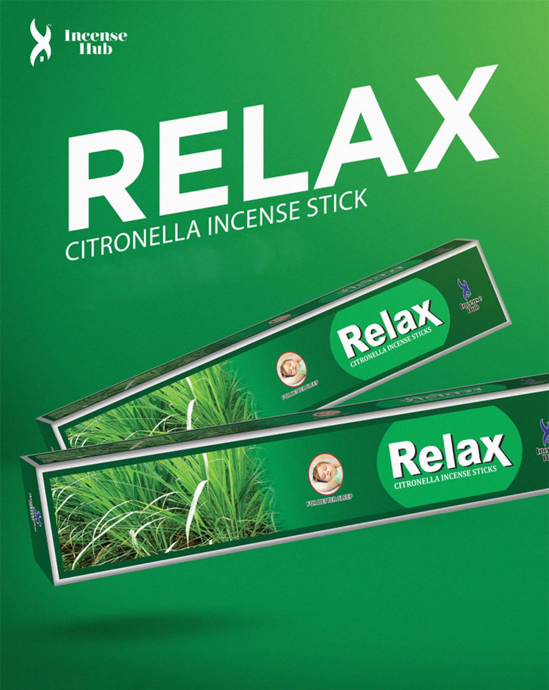 Incense Hub Relax Citronella Incense sticks Pack of 1 (12 Pcs x 10 Sticks)