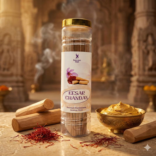 INCENSE HUB | Kesar Chandan Premium BAMBOOLESS Incense | Pack of 250 GM