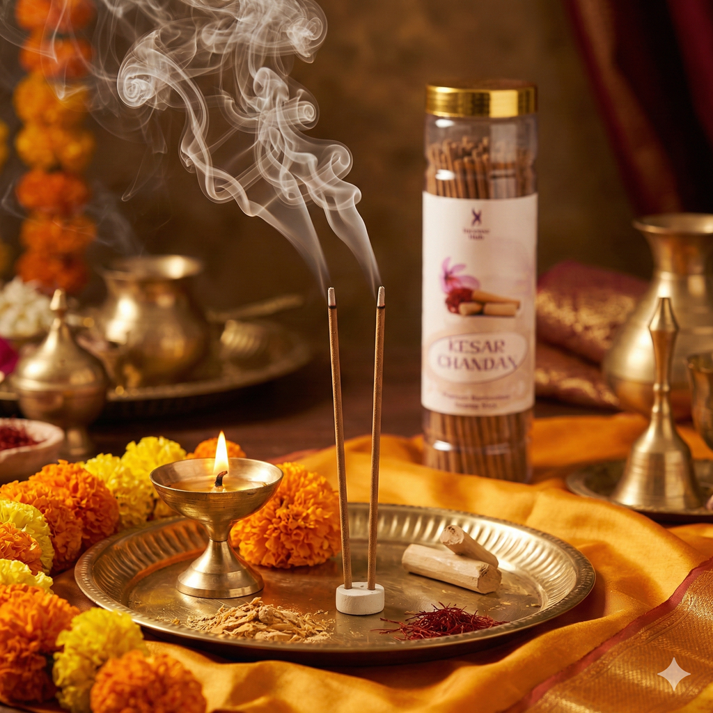 INCENSE HUB | Kesar Chandan Premium BAMBOOLESS Incense | Pack of 250 GM