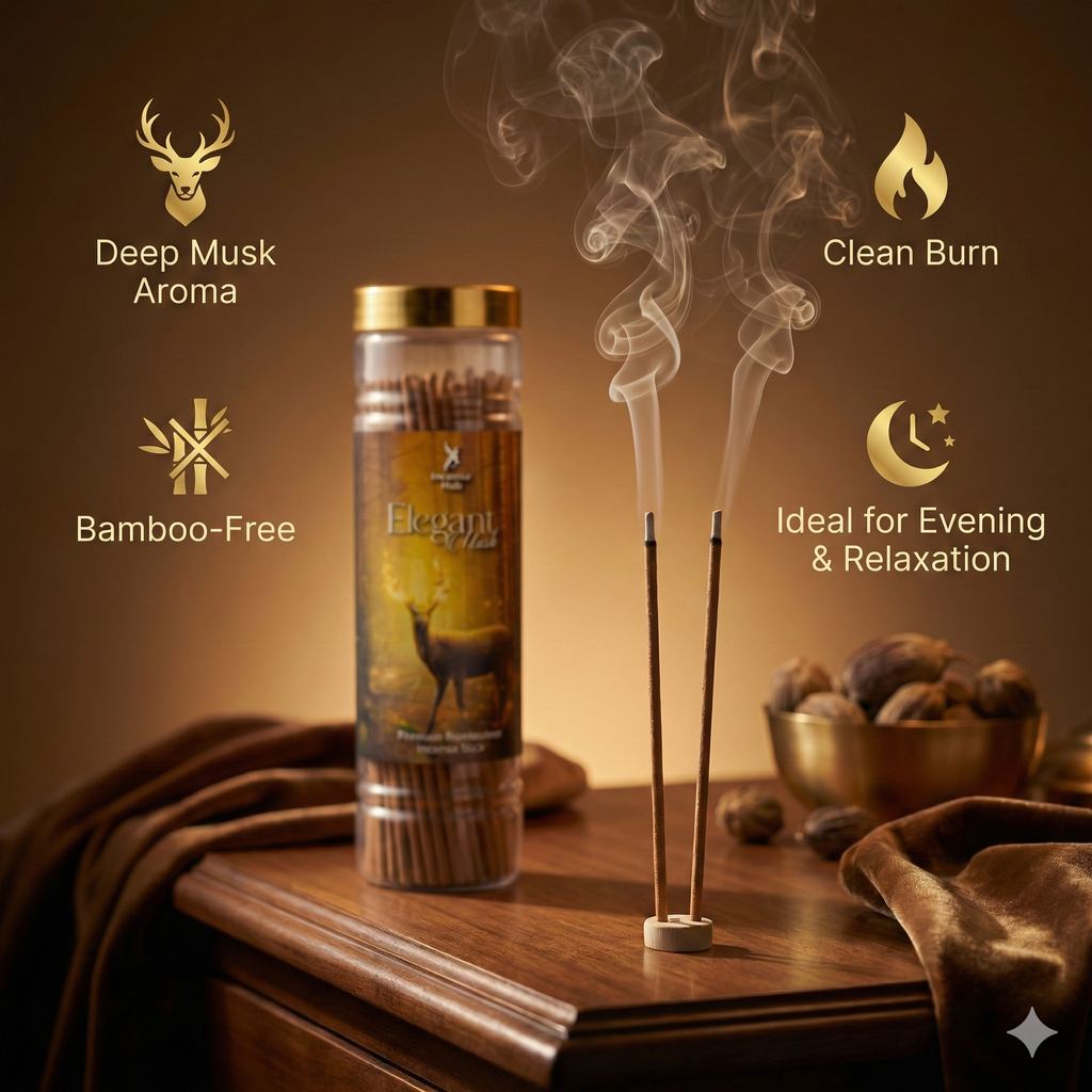 Incense Hub | Elegant Musk Premium BAMBOOLESS Incense | Pack of 250g