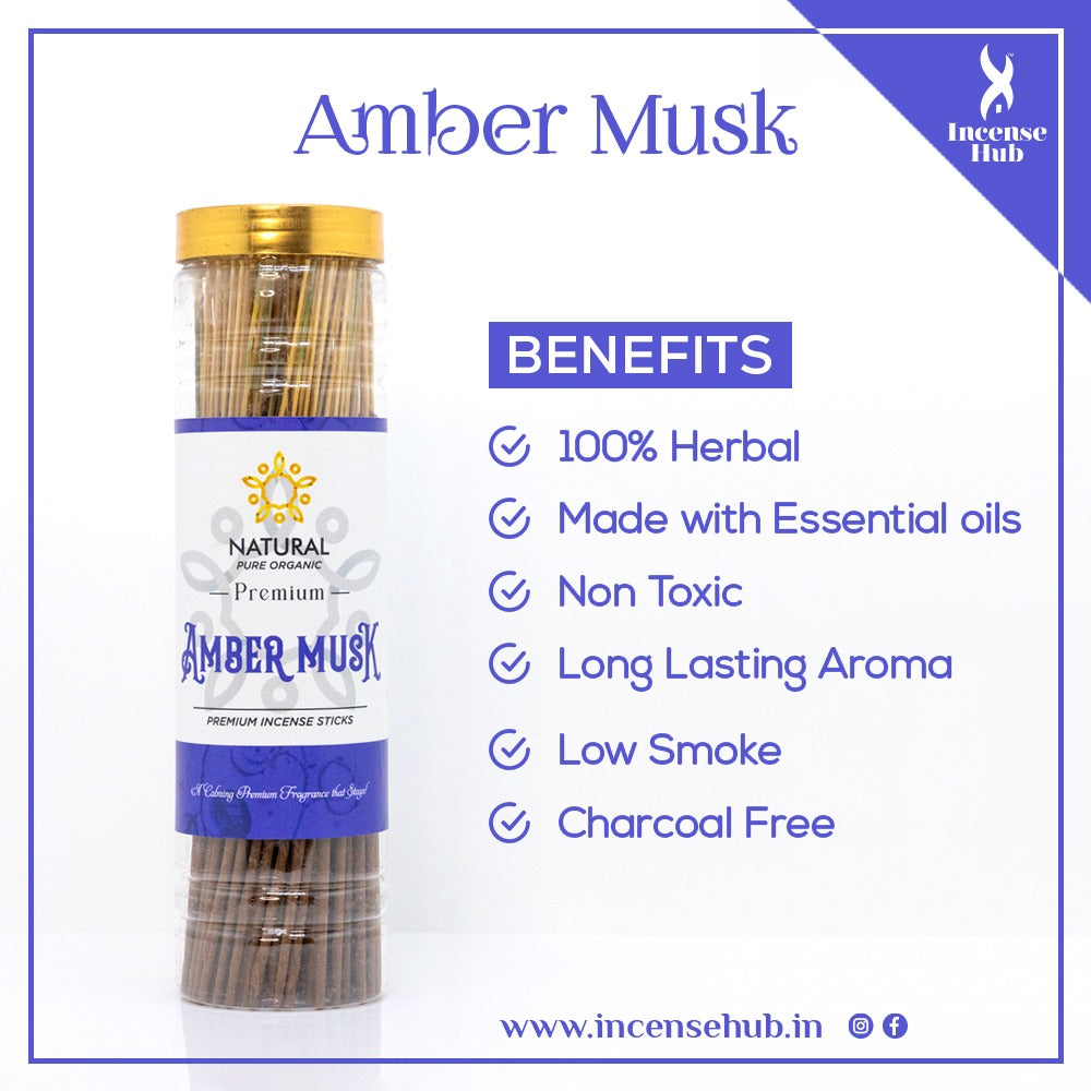 Amber musk Premium Incense sticks 250g Jar