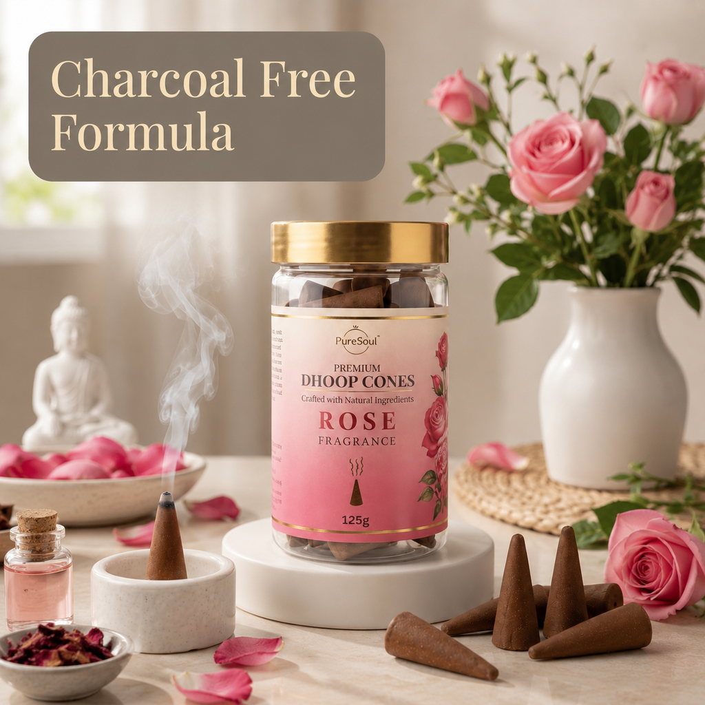 Rose Dhoop Cones in Jar | Pure Soul | 125g