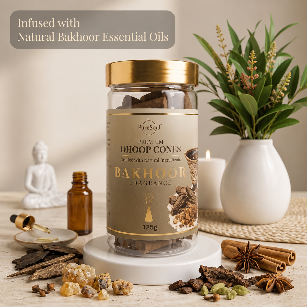 Bakhoor Dhoop Cones in Jar | Pure Soul | 125g