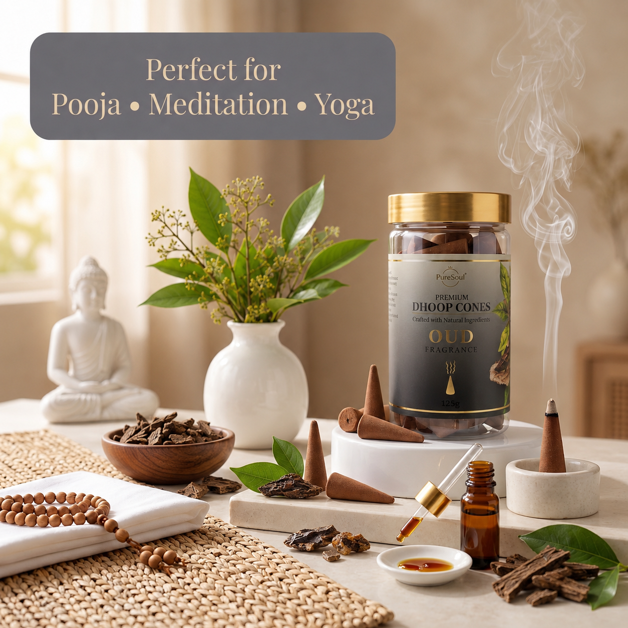 Oudh Dhoop Cones in Jar | Pure Soul | 125g