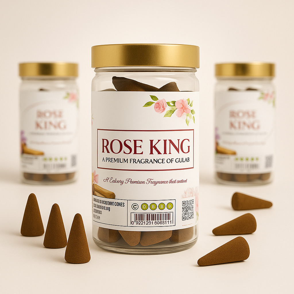 Rose King Charcoal free Dhoop Cones 100g Pack