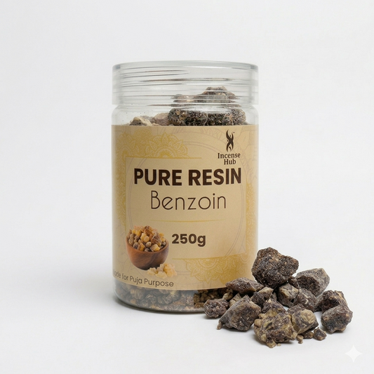 100% Pure Resin | BENZOIN | Premium Temple-Grade Benzoin for Havan | Dhoop & Vastu Cleansing | Long-Lasting Sacred Aroma | 250g | INCENSE HUB