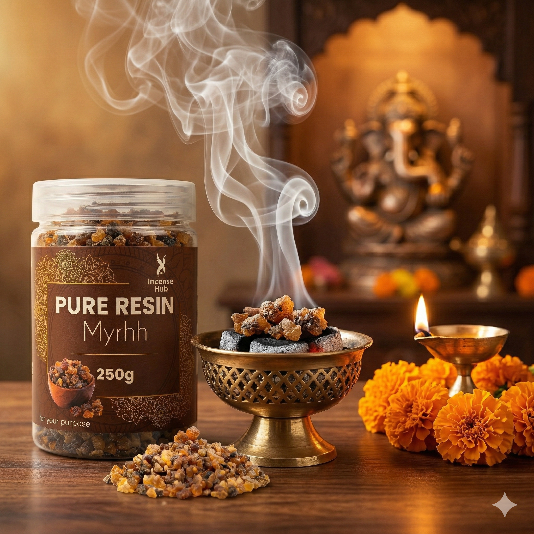 100% Pure Resin | MYRHH | Premium Temple-Grade Myrhh for Havan | Dhoop & Vastu Cleansing | Long-Lasting Sacred Aroma | 250g | INCENSE HUB