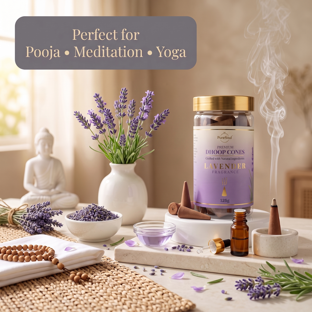 Lavender Dhoop Cones in Jar | Pure Soul | 125g