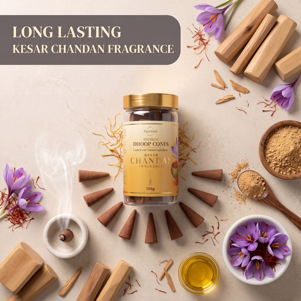 Kesar Chandan Dhoop Cones in Jar | Pure Soul | 125g
