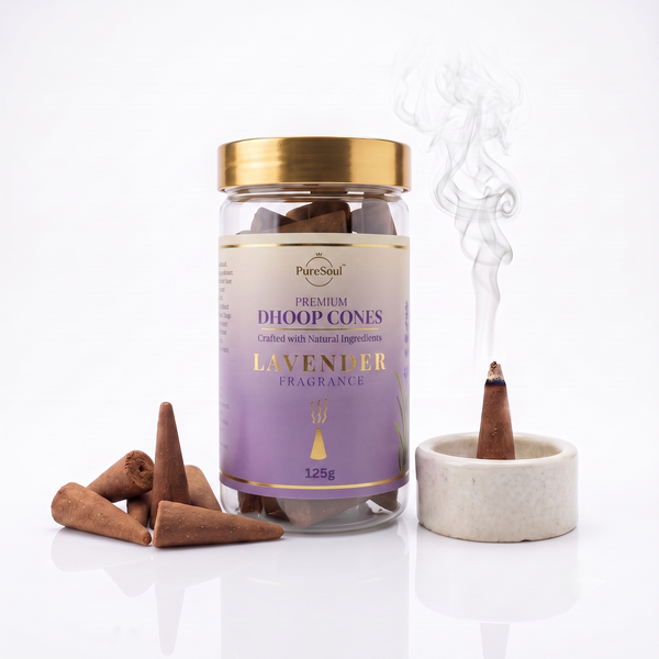 Lavender Dhoop Cones in Jar | Pure Soul | 125g