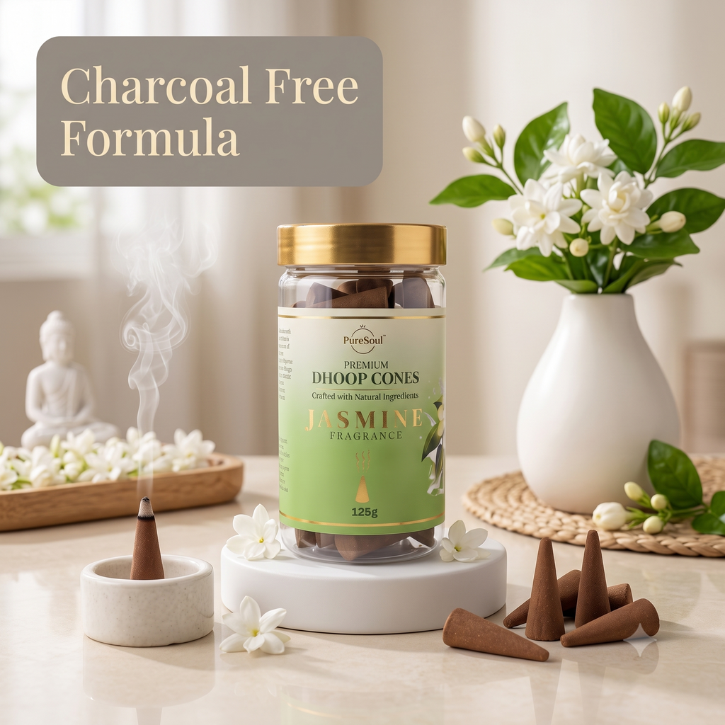 Jasmine Dhoop Cones in Jar | Pure Soul | 125g