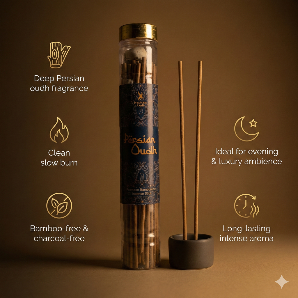 Persian Oud Premium BAMBOOLESS Incense | Pack of 100 GMS Each | A Premium Fragrance | Natural Fragrance | Charcoal Free | ECO Friendly