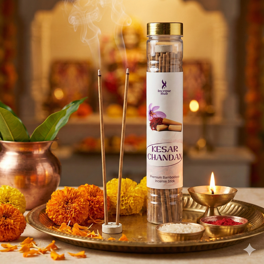 Kesar Chandan Premium BAMBOOLESS Incense | Pack of 100 GMS Each | A Premium Fragrance | Natural Fragrance | Charcoal Free | ECO Friendly