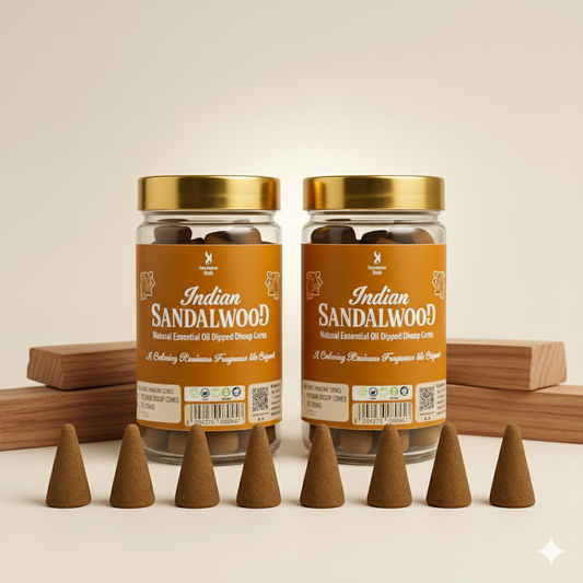 Indian Sandalwood Charcoal free Dhoop Cones 100g Pack