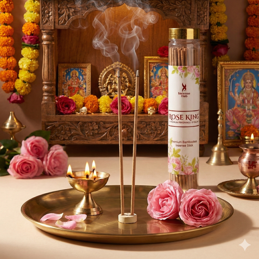 Rose King Premium BAMBOOLESS Incense 100 GM | A Premium Fragrance | Natural Fragrance | Charcoal Free | ECO Friendly
