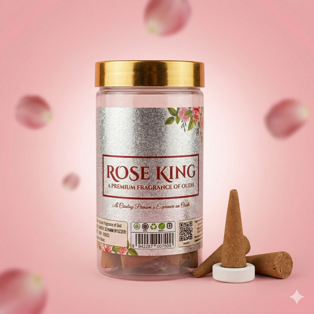 Rose King Charcoal free Dhoop Cones 100g Pack