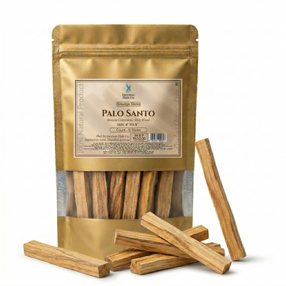 Palo Santo Wood Sticks 4" Long (40-45g) - Set of 6 for Purifying, Cleansing, Meditating, and Stress Relief - Natural, Sustainable, and Wild Harvested