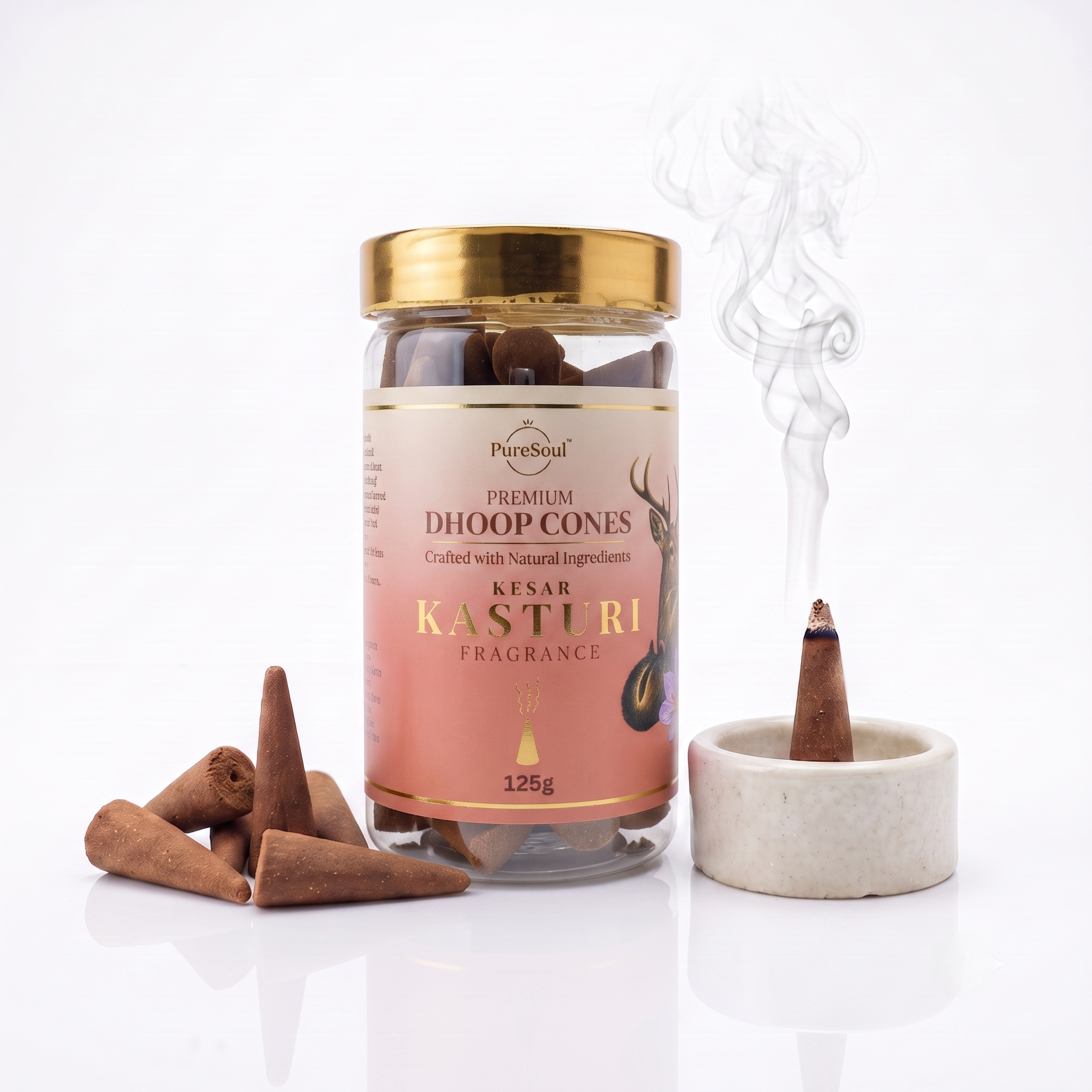 Kesar kasturi Dhoop Cones in Jar | Pure Soul | 125g
