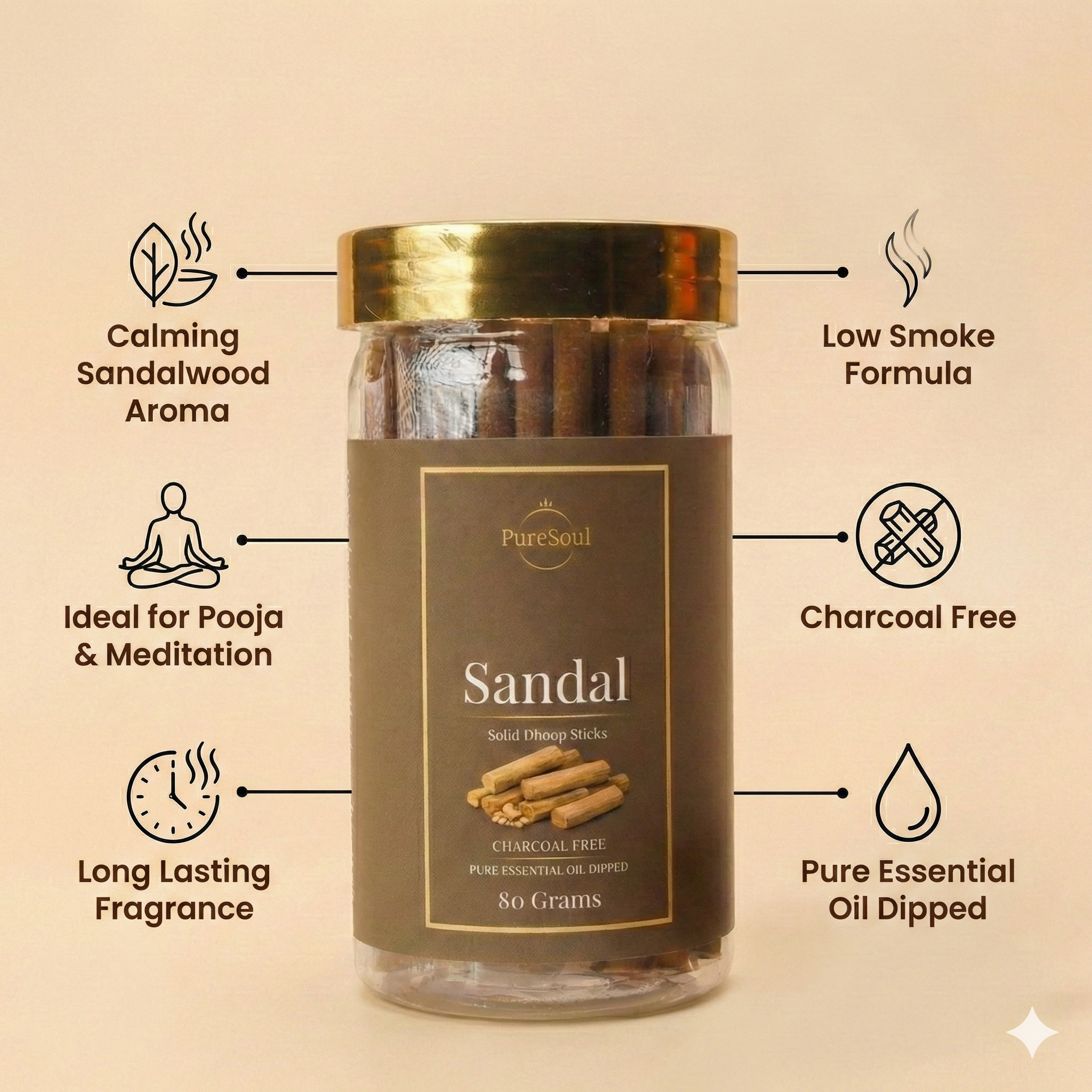 Sandal Dhoop Sticks in Jar 80g