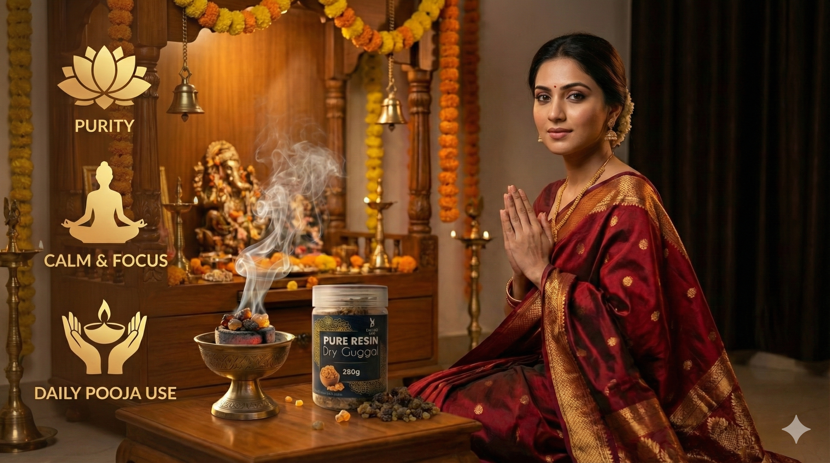 100% Pure Resin | Dry Guggal| Premium Temple-Grade Guggal for Havan | Dhoop & Vastu Cleansing | Long-Lasting Sacred Aroma | 250g | INCENSE HUB