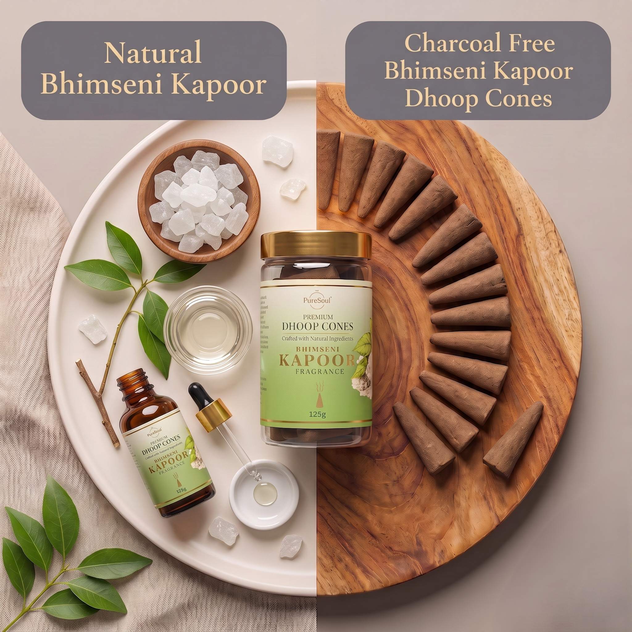 Bhimseni Kapoor Dhoop Cones in Jar | Pure Soul | 125g