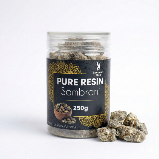 100% Pure Resin | SAMBRANI| Premium Temple-Grade SAMBRANI for Havan | Dhoop & Vastu Cleansing | Long-Lasting Sacred Aroma | 250g | INCENSE HUB