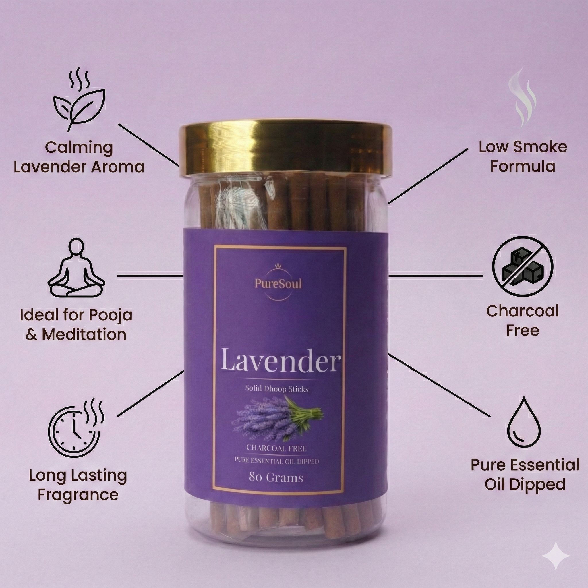 Lavender Dhoop Sticks in Jar 80g
