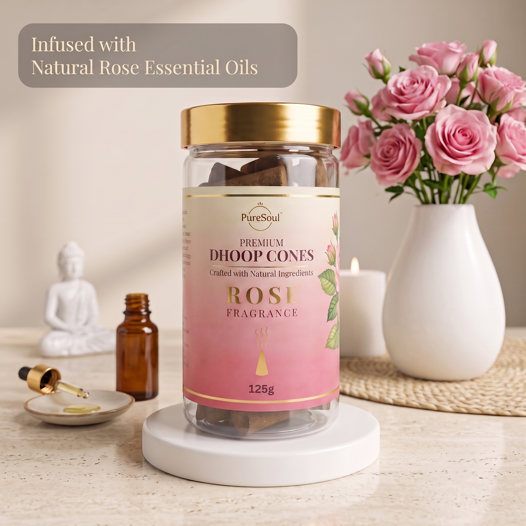 Rose Dhoop Cones in Jar | Pure Soul | 125g