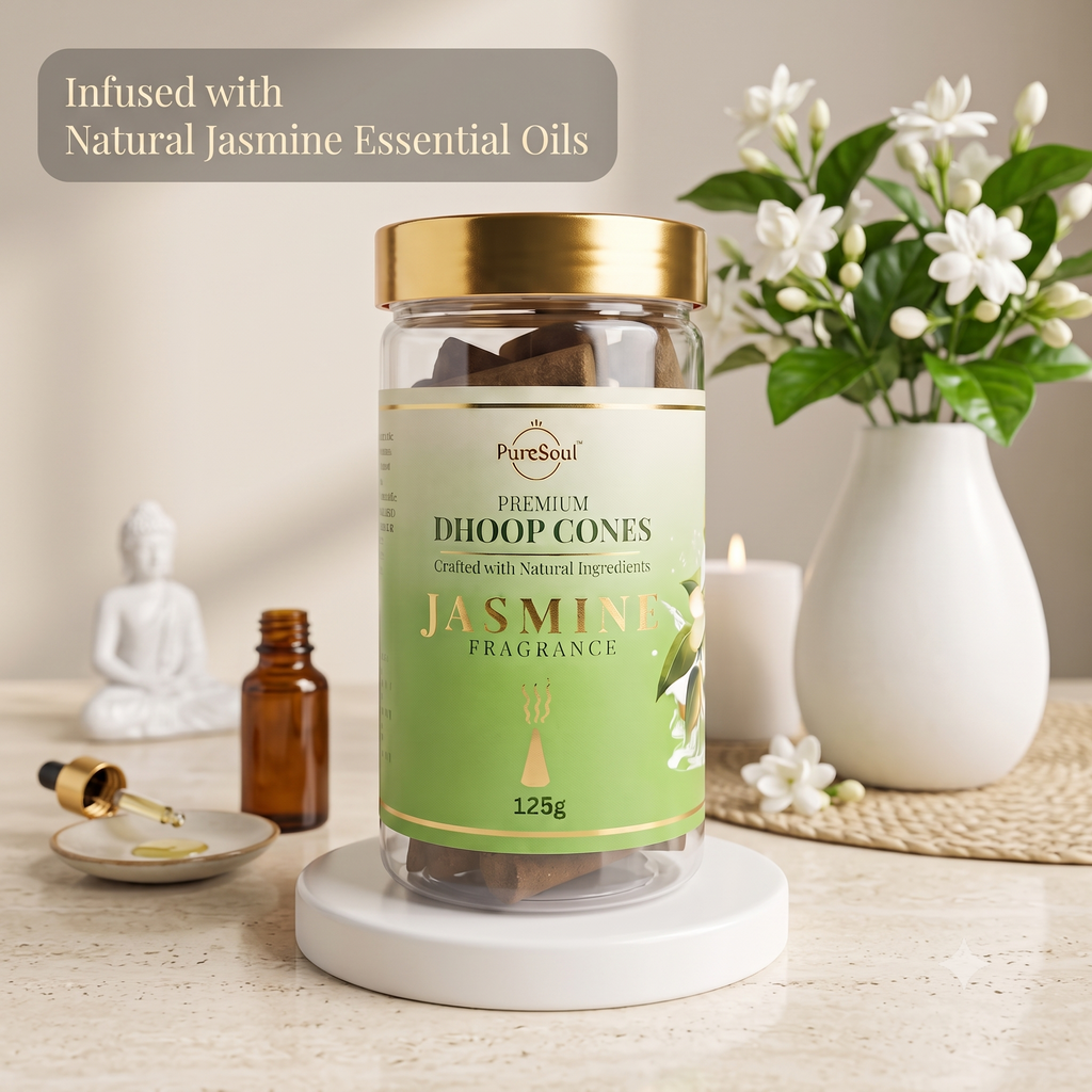 Jasmine Dhoop Cones in Jar | Pure Soul | 125g