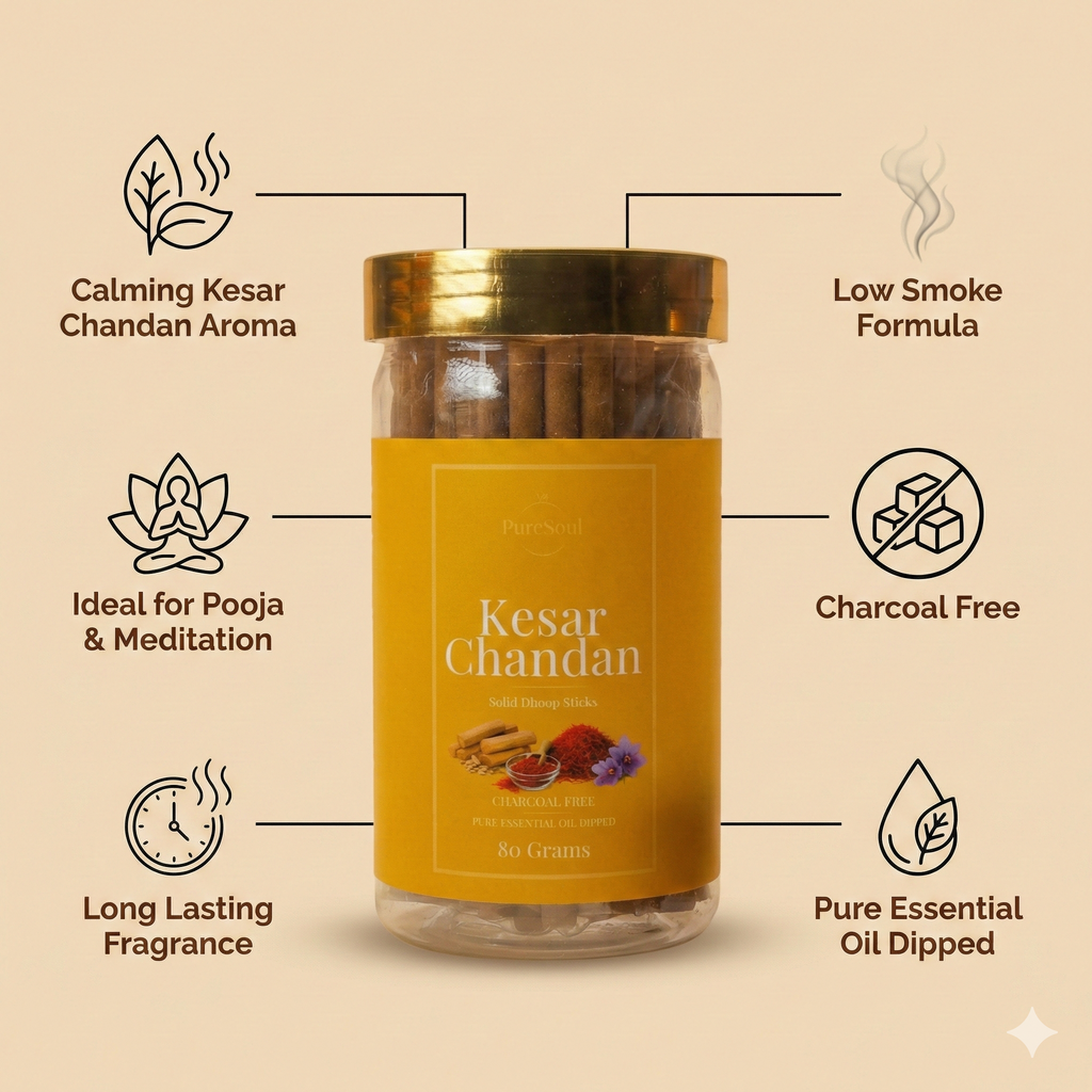 Kesar Chandan Dhoop Sticks in Jar 80g