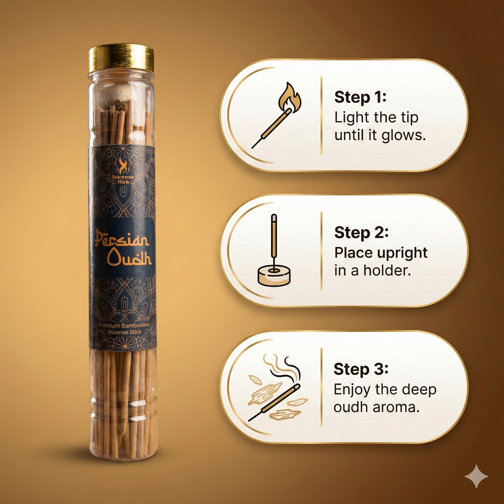 Persian Oud Premium BAMBOOLESS Incense | Pack of 100 GMS Each | A Premium Fragrance | Natural Fragrance | Charcoal Free | ECO Friendly