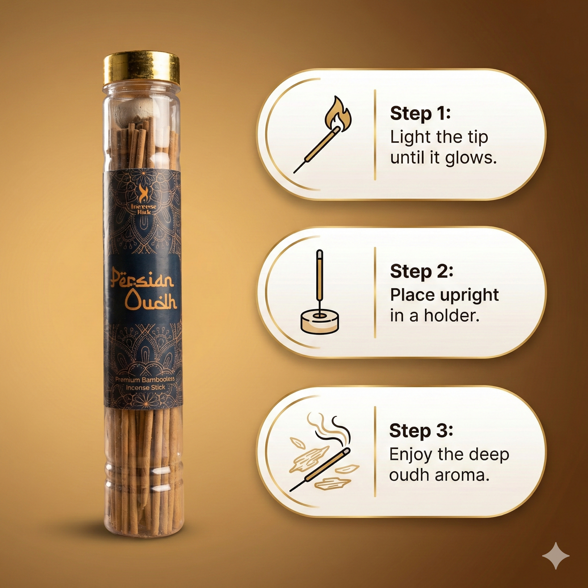 Persian Oud Premium BAMBOOLESS Incense | Pack of 100 GMS Each | A Premium Fragrance | Natural Fragrance | Charcoal Free | ECO Friendly