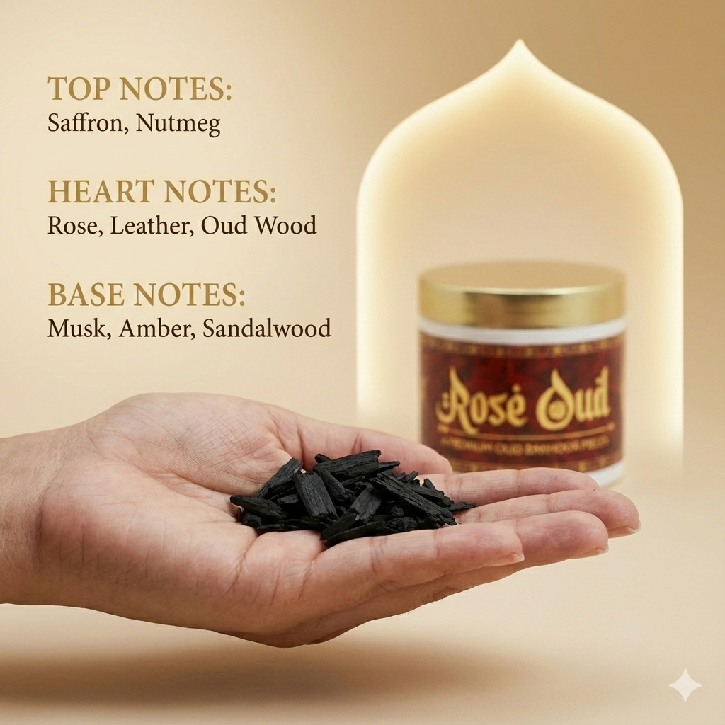 Rose oud Premium Oud Bakhoor Pieces 40g