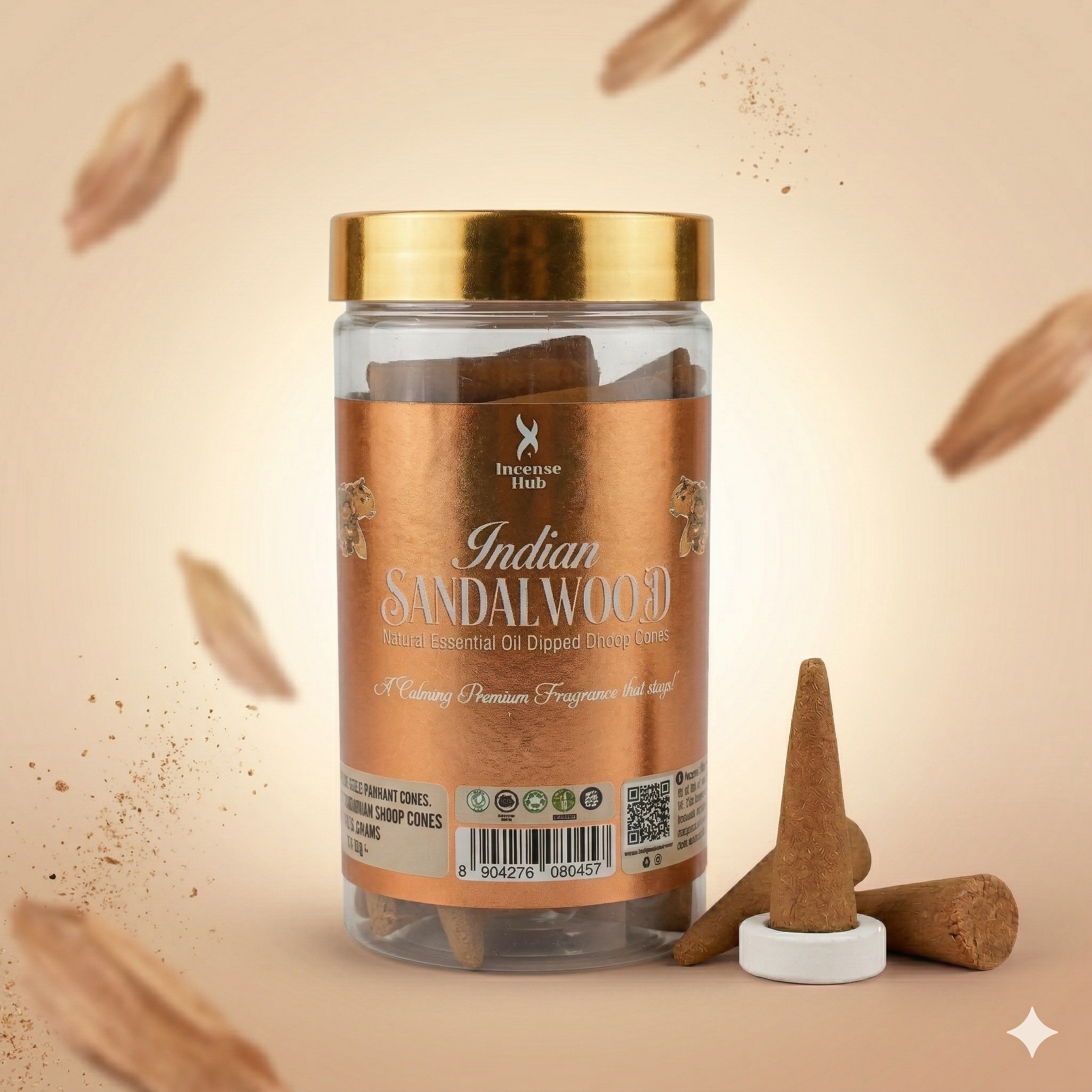 Indian Sandalwood Charcoal free Dhoop Cones 100g Pack