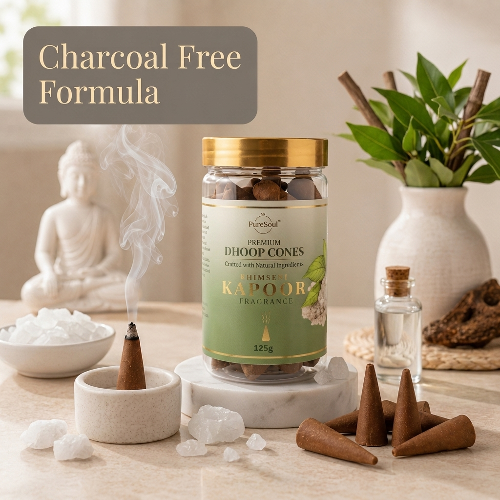 Bhimseni Kapoor Dhoop Cones in Jar | Pure Soul | 125g