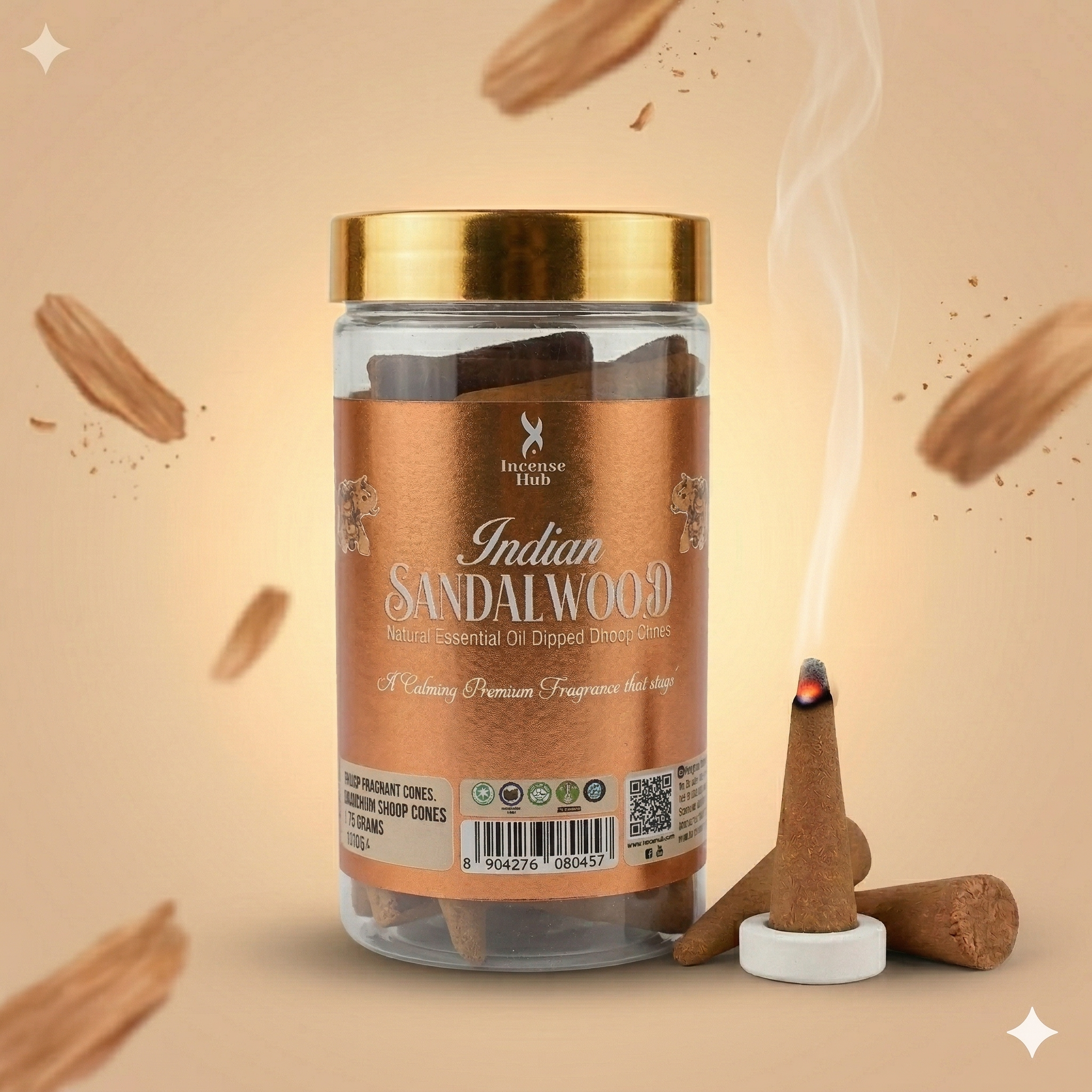 Indian Sandalwood Charcoal free Dhoop Cones 100g Pack