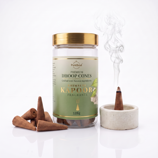 Bhimseni Kapoor Dhoop Cones in Jar | Pure Soul | 125g