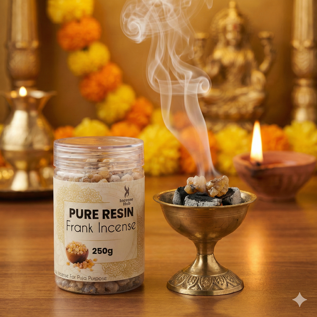 100% Pure Resin | Frank Incense | Premium Temple-Grade Frank Incense for Havan | Pooja & Spiritual Cleansing | Long-Lasting Sacred Aroma | 250g