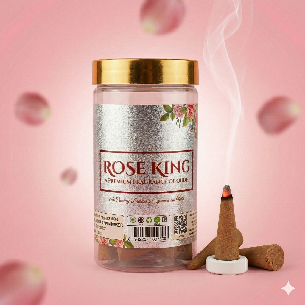 Rose King Charcoal free Dhoop Cones 100g Pack