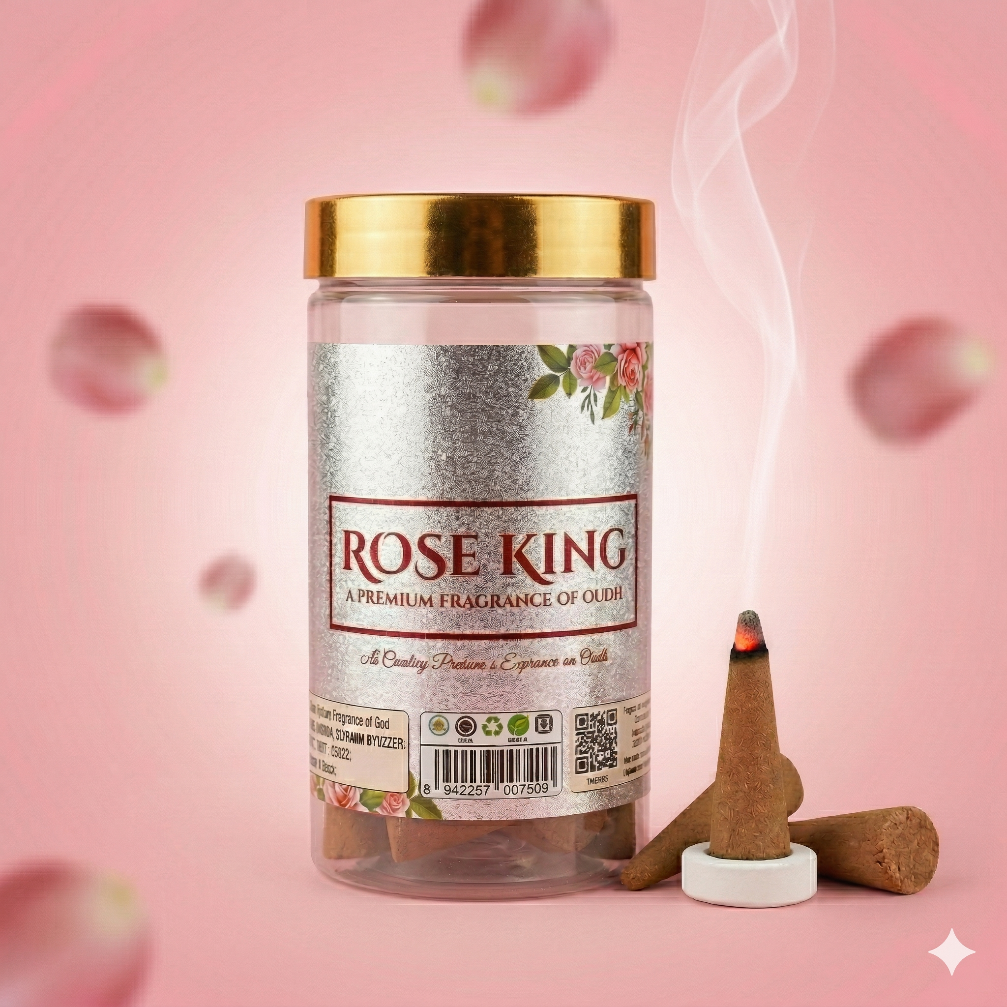 Rose King Charcoal free Dhoop Cones 100g Pack