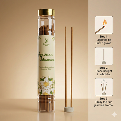 Arabian Jasmine Premium BAMBOOLESS Incense | Pack of 100 GMS Each | A Premium Fragrance | Natural Fragrance | Charcoal Free | ECO Friendly