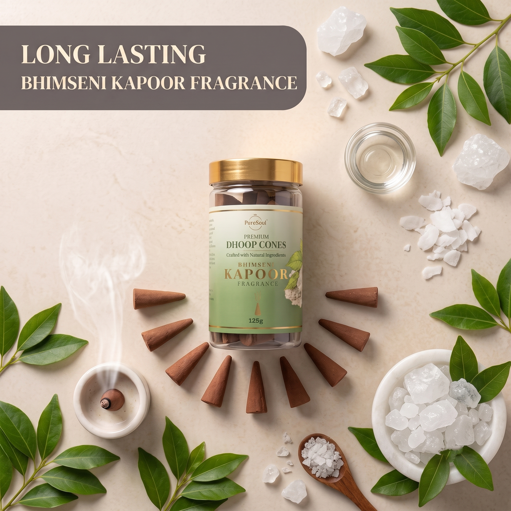 Bhimseni Kapoor Dhoop Cones in Jar | Pure Soul | 125g