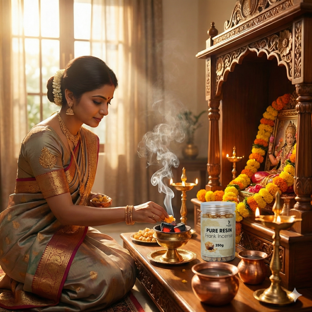 100% Pure Resin | Frank Incense | Premium Temple-Grade Frank Incense for Havan | Pooja & Spiritual Cleansing | Long-Lasting Sacred Aroma | 250g