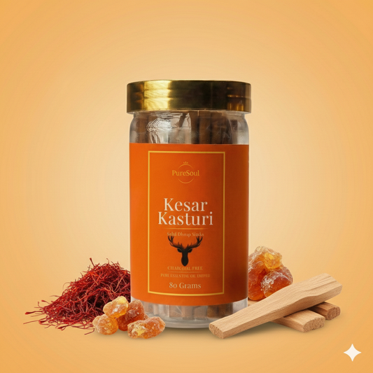 Kesar Kasturi Dhoop Sticks in Jar | Charcoal-Free Natural Dhoopbatti | Low Smoke, Long-Lasting Floral Aroma for Pooja, Meditation & Home Fragrance | Pure Soul | 80g Visit the Incense Hub Store