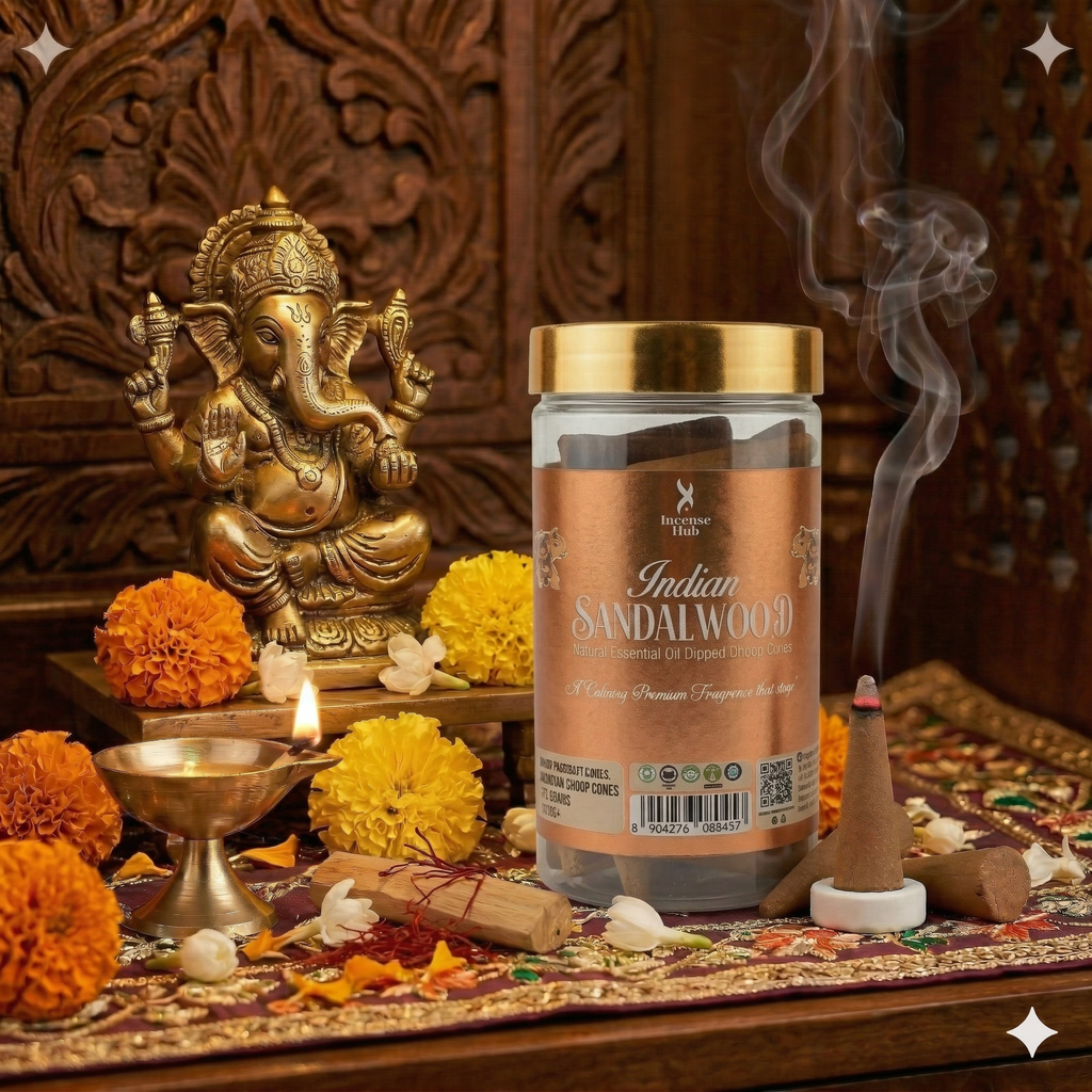 Indian Sandalwood Charcoal free Dhoop Cones 100g Pack