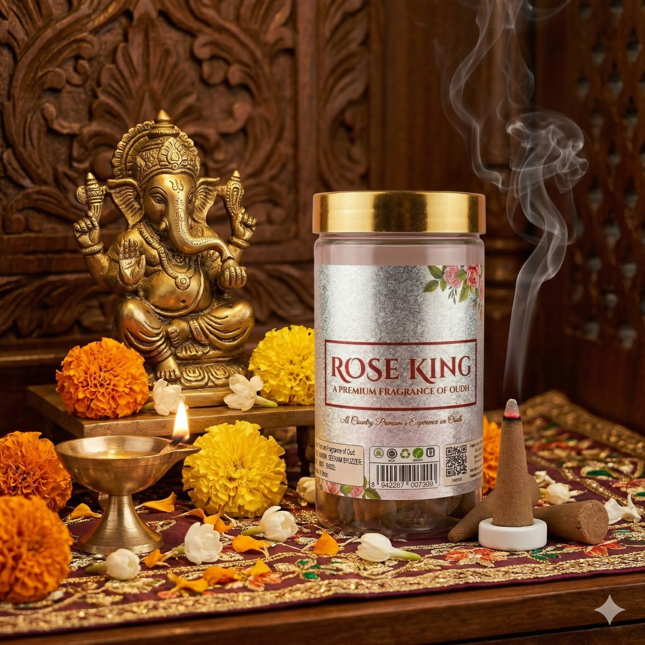 Rose King Charcoal free Dhoop Cones 100g Pack