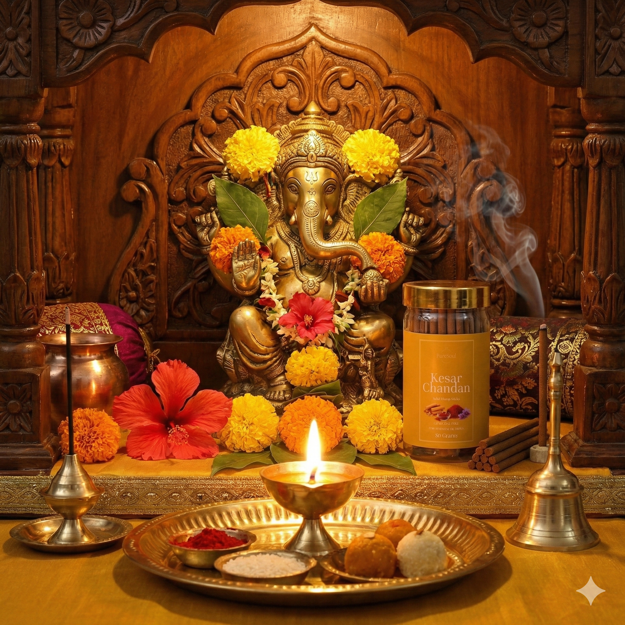 Kesar Chandan Dhoop Sticks in Jar 80g