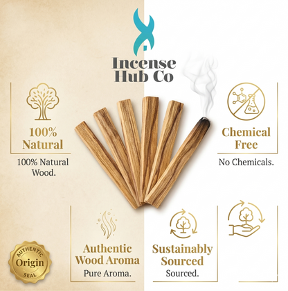 Palo Santo Wood Sticks 4" Long (40-45g) - Set of 6 for Purifying, Cleansing, Meditating, and Stress Relief - Natural, Sustainable, and Wild Harvested