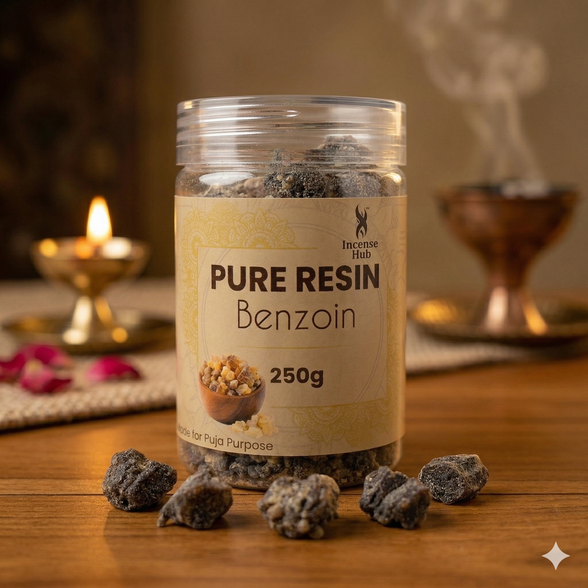 100% Pure Resin | BENZOIN | Premium Temple-Grade Benzoin for Havan | Dhoop & Vastu Cleansing | Long-Lasting Sacred Aroma | 250g | INCENSE HUB